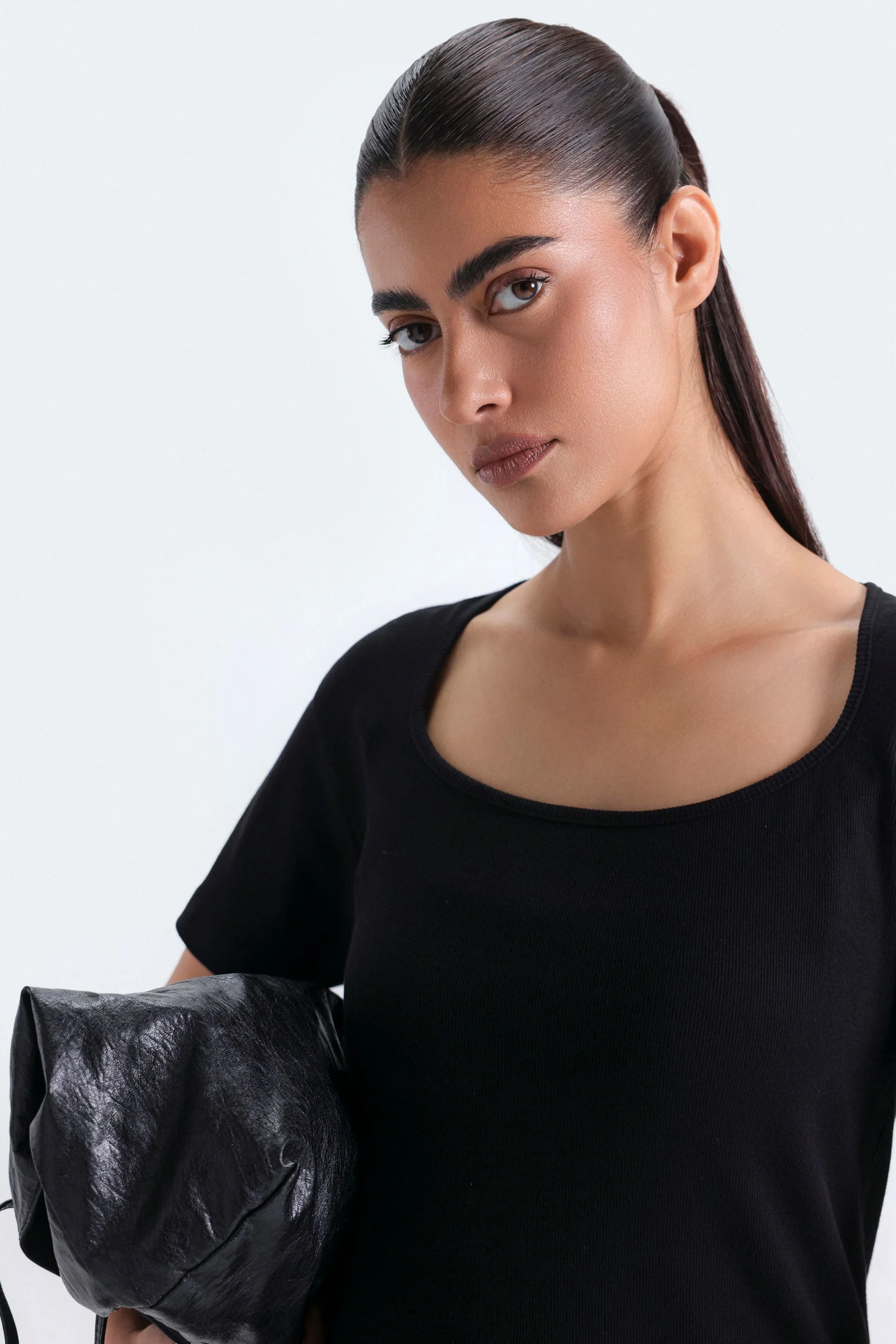 Overlay Scoop Neck Ribbed Dress