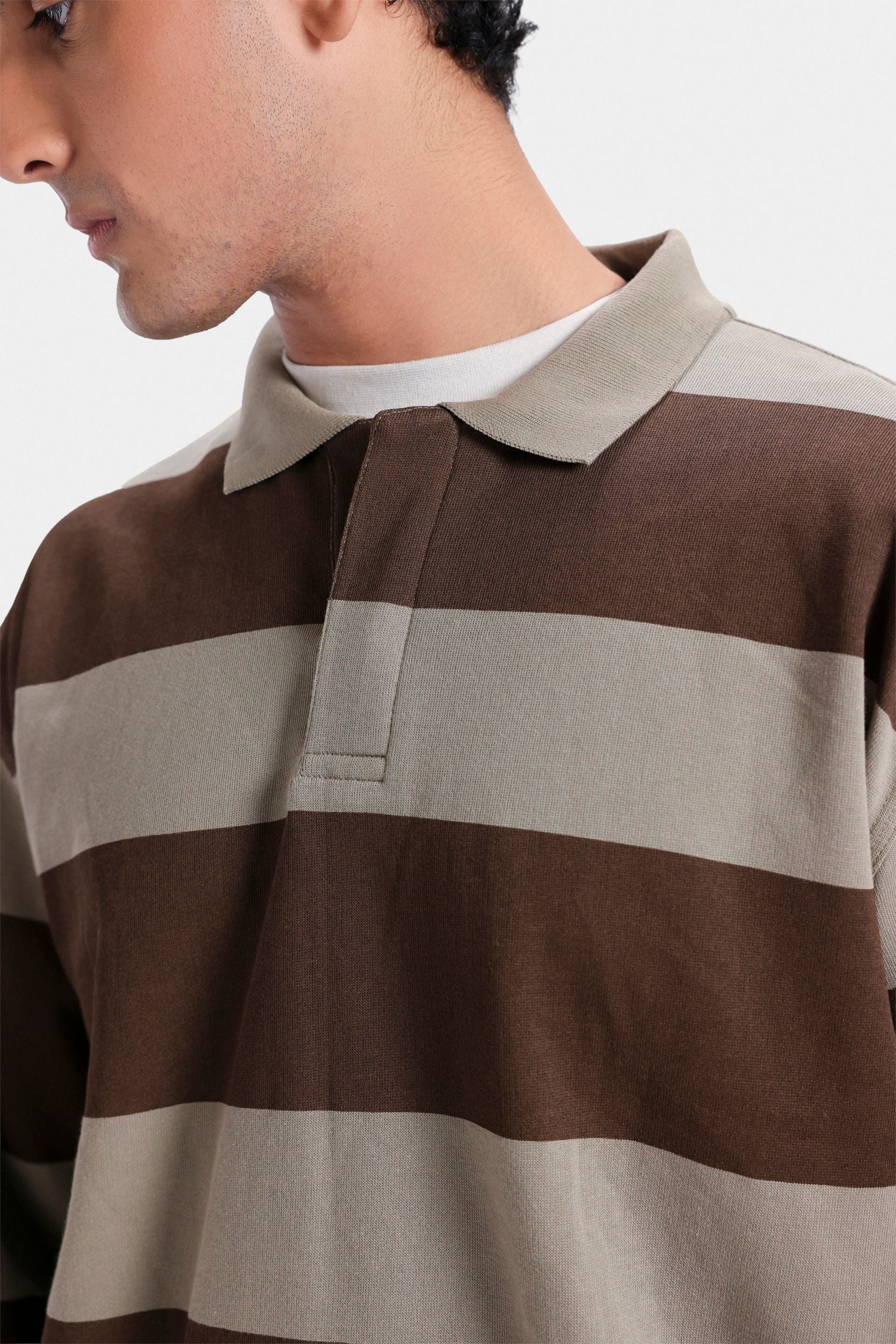 Striped Polo Sweatshirt