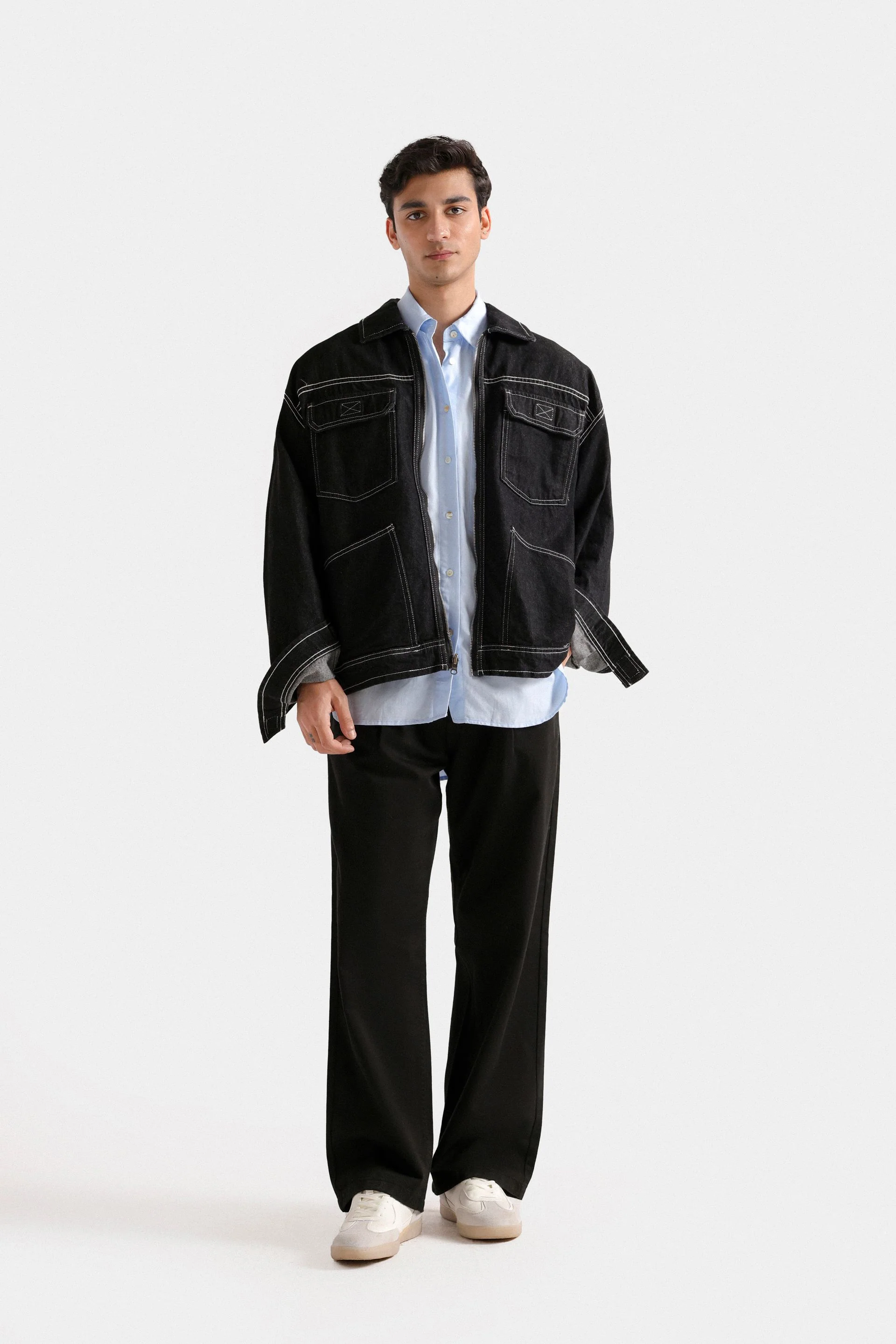 Home 10 Denim Jacket With Stitching Detail