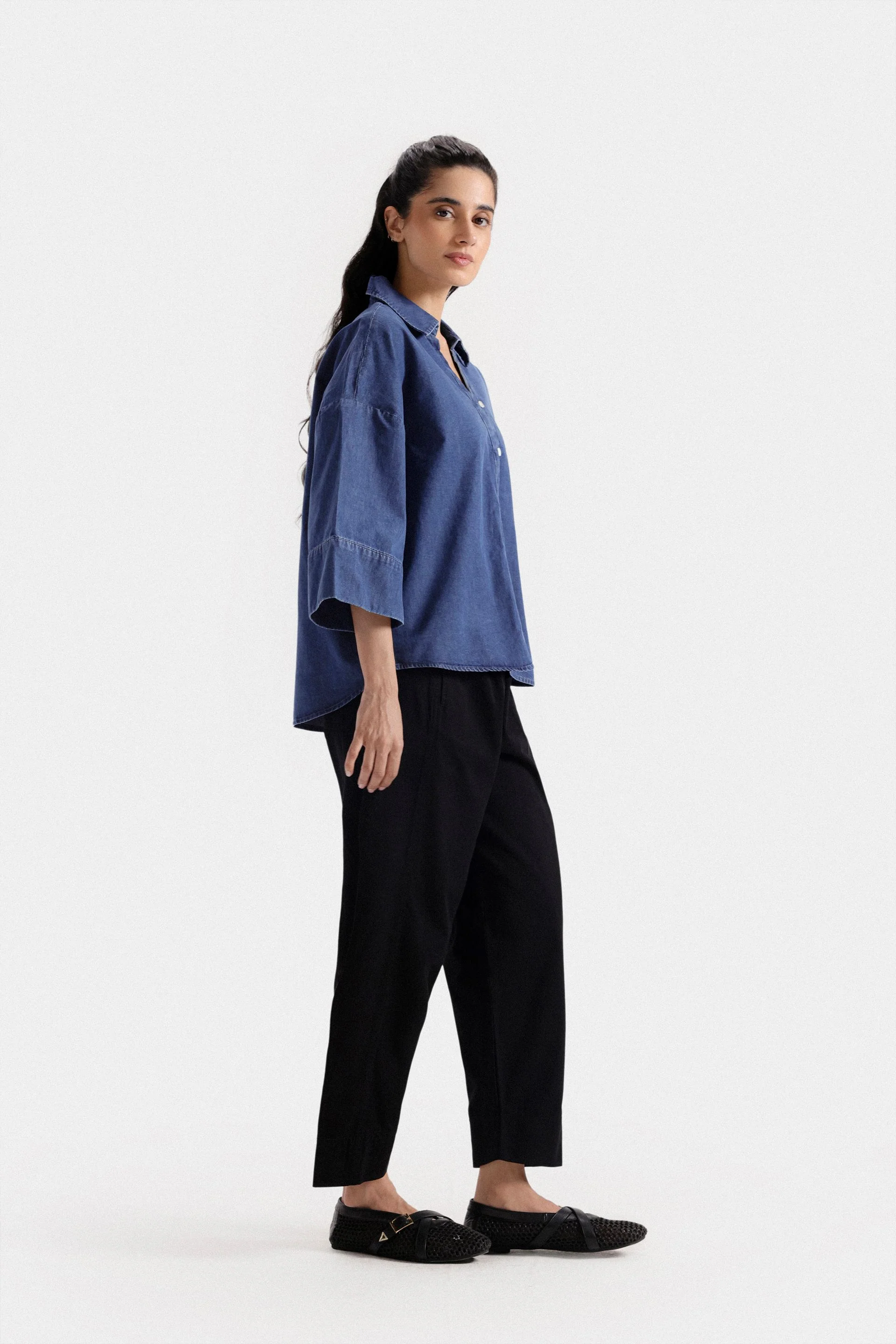 Basic Cropped Denim Shirt 3 Basic Cropped Denim Shirt