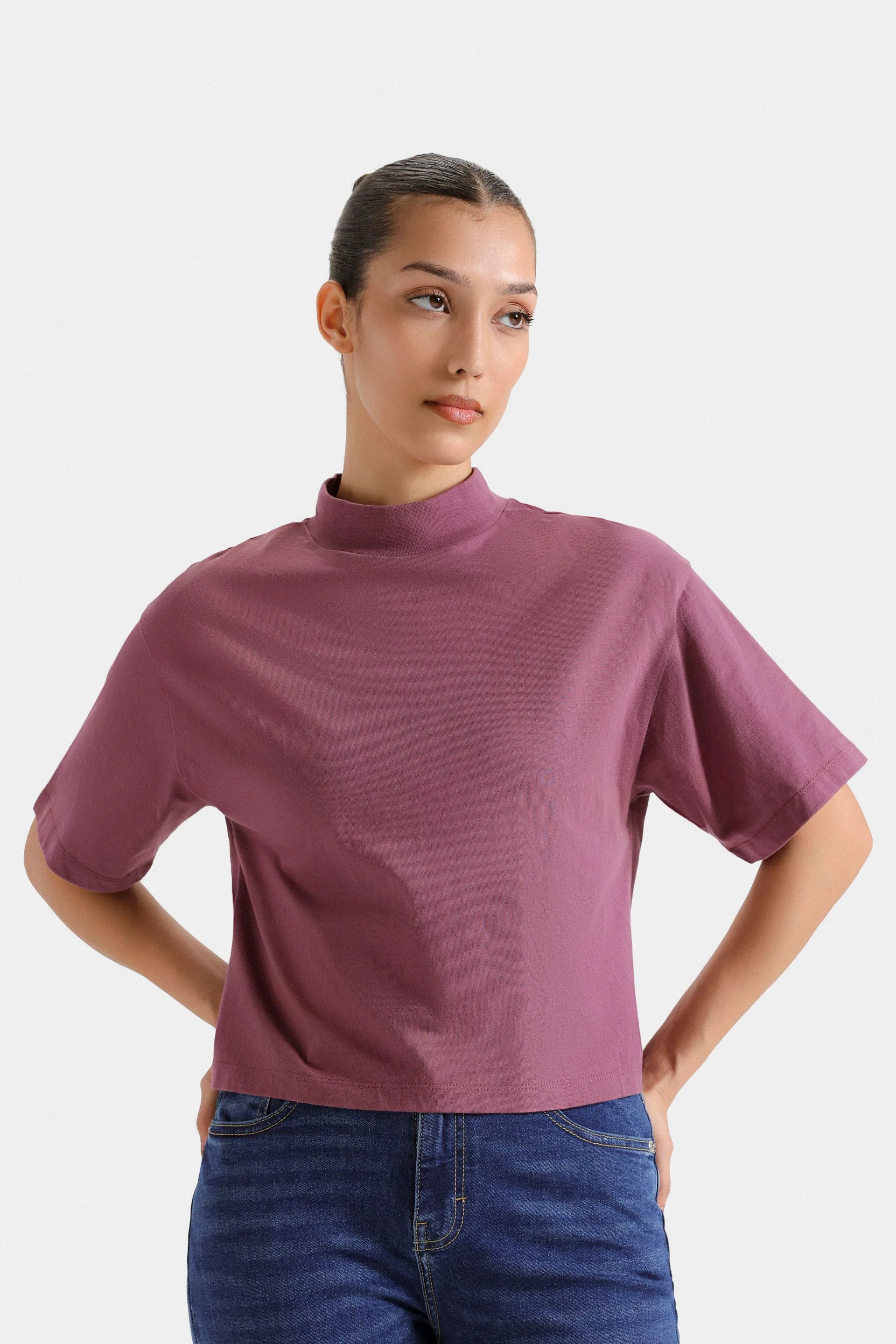 Basic Mock Neck T-Shirt 16 Basic Mock Neck T-Shirt