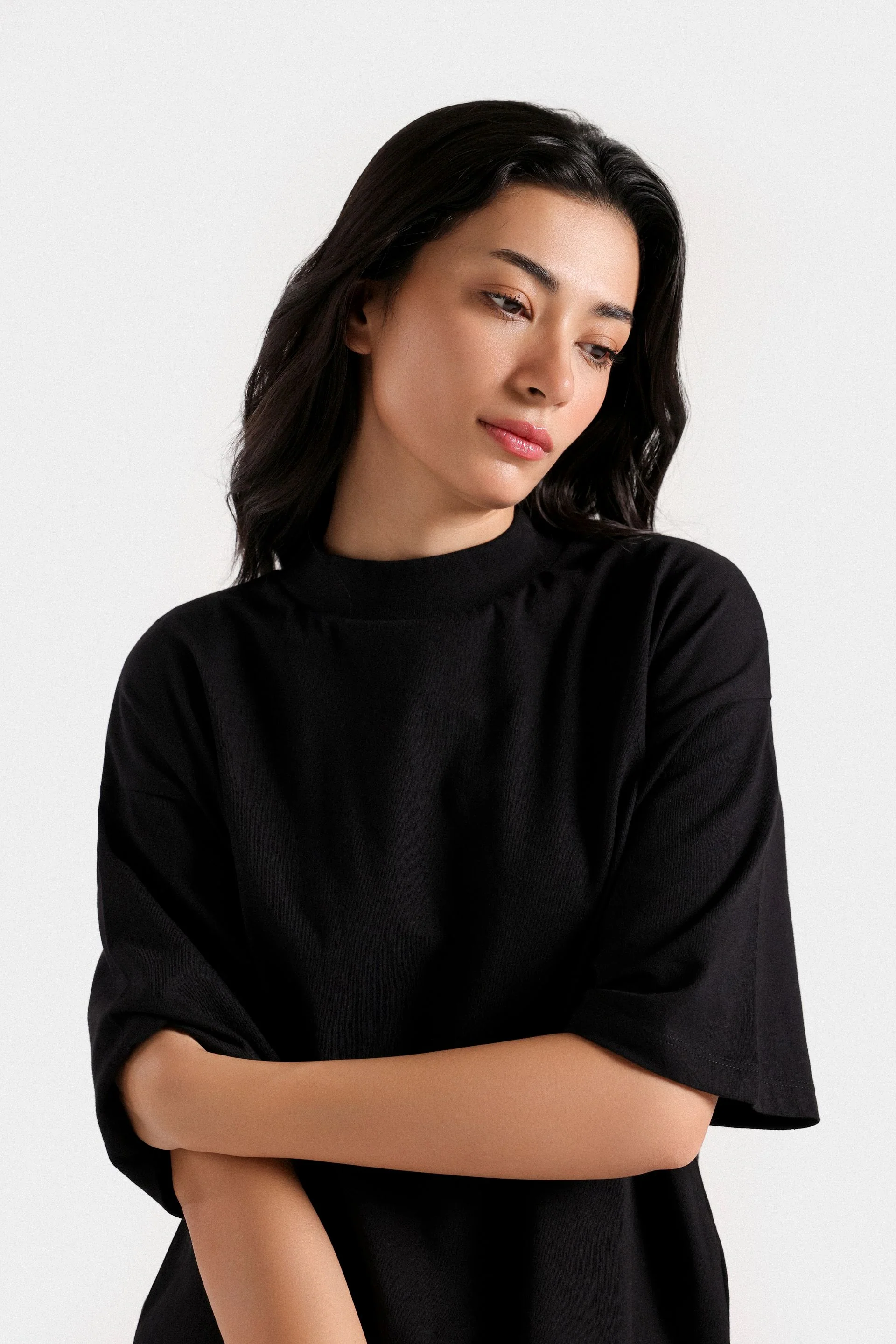 Basic Mock Neck T-Shirt 9 Basic Mock Neck T-Shirt