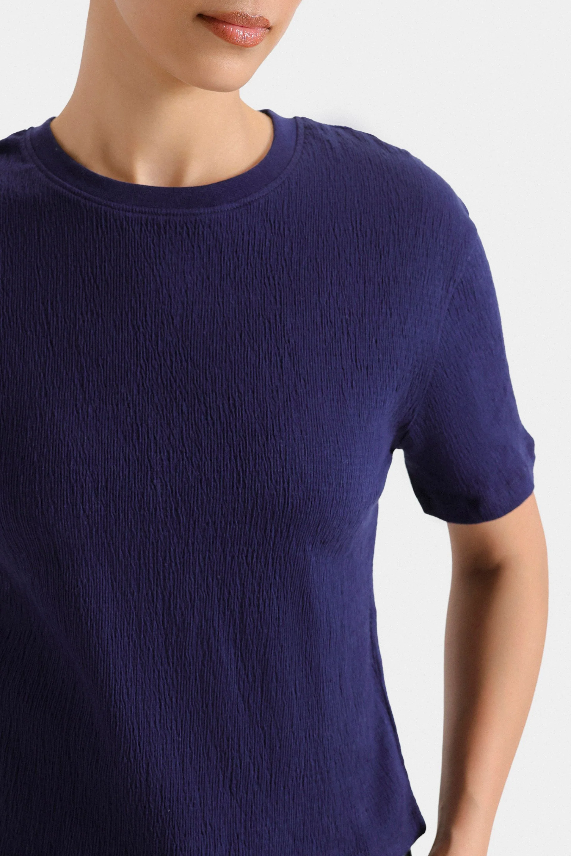 Basic Cropped Textured T-Shirt