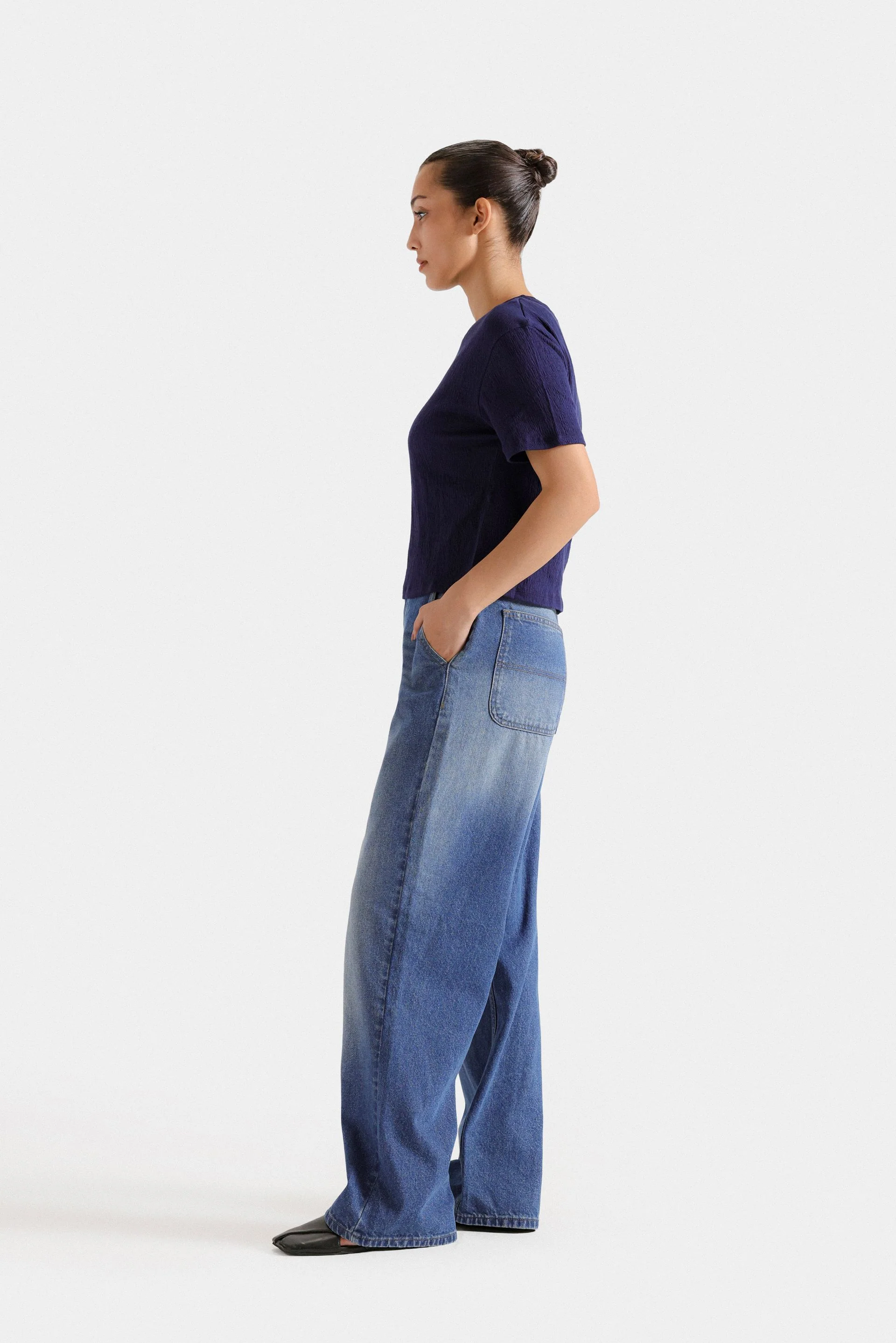 Basic Cropped Textured T-Shirt 3 Basic Cropped Textured T-Shirt