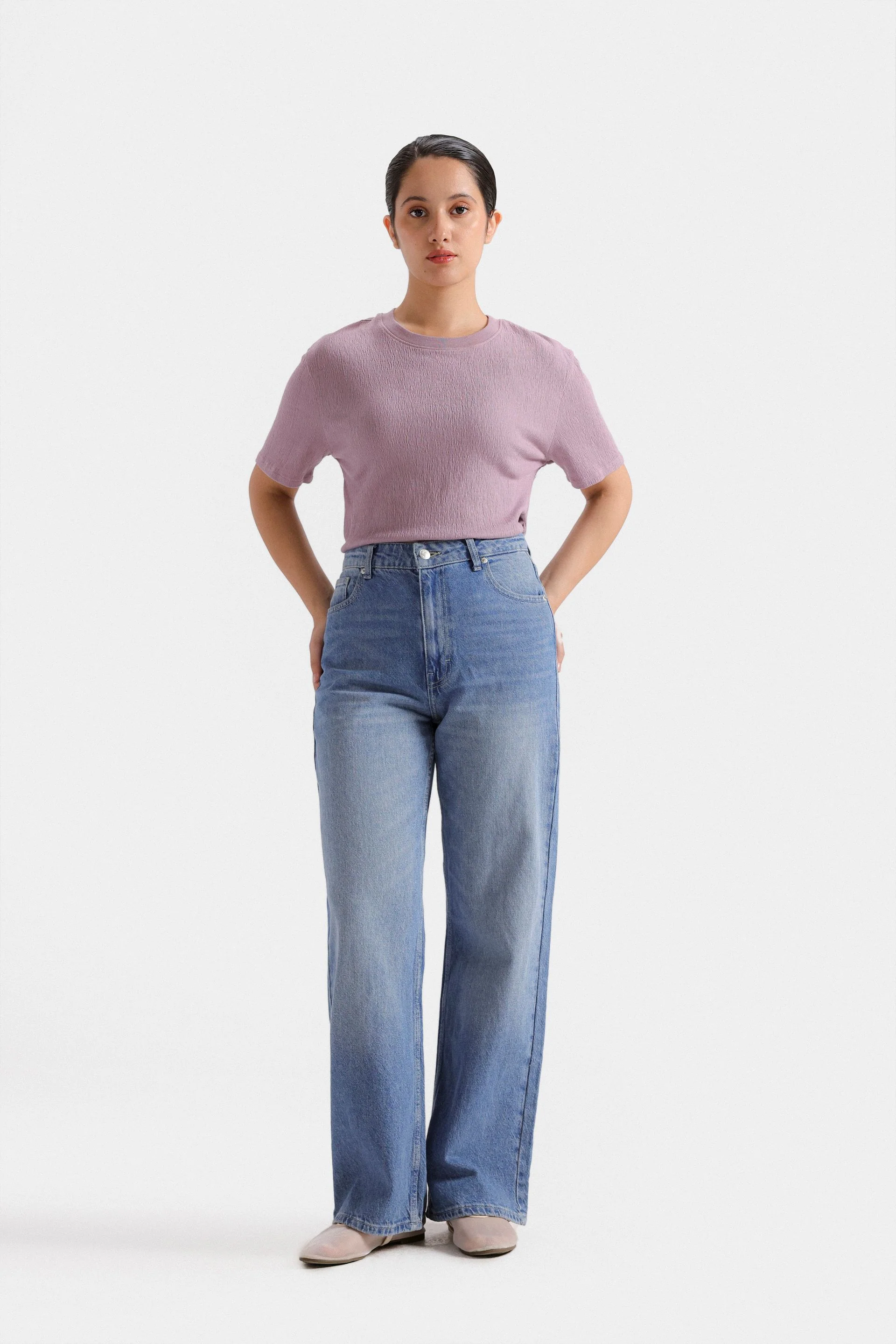 Basic Cropped Textured T-Shirt 8 Basic Cropped Textured T-Shirt