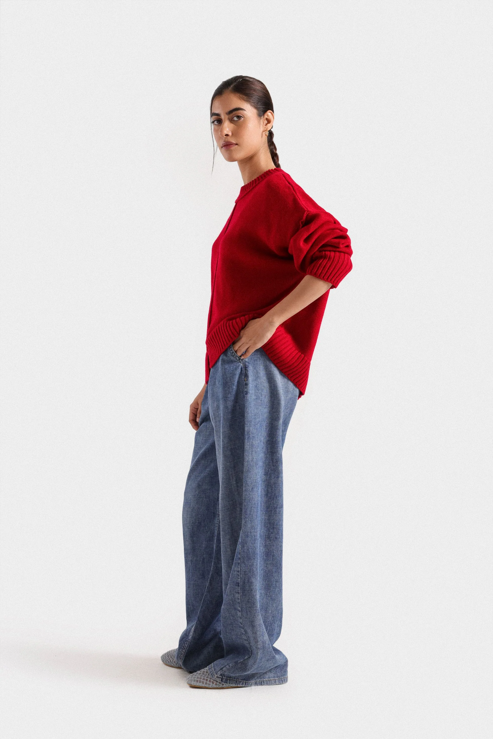Basic Sweater With Visible Seams 3 Basic Sweater With Visible Seams