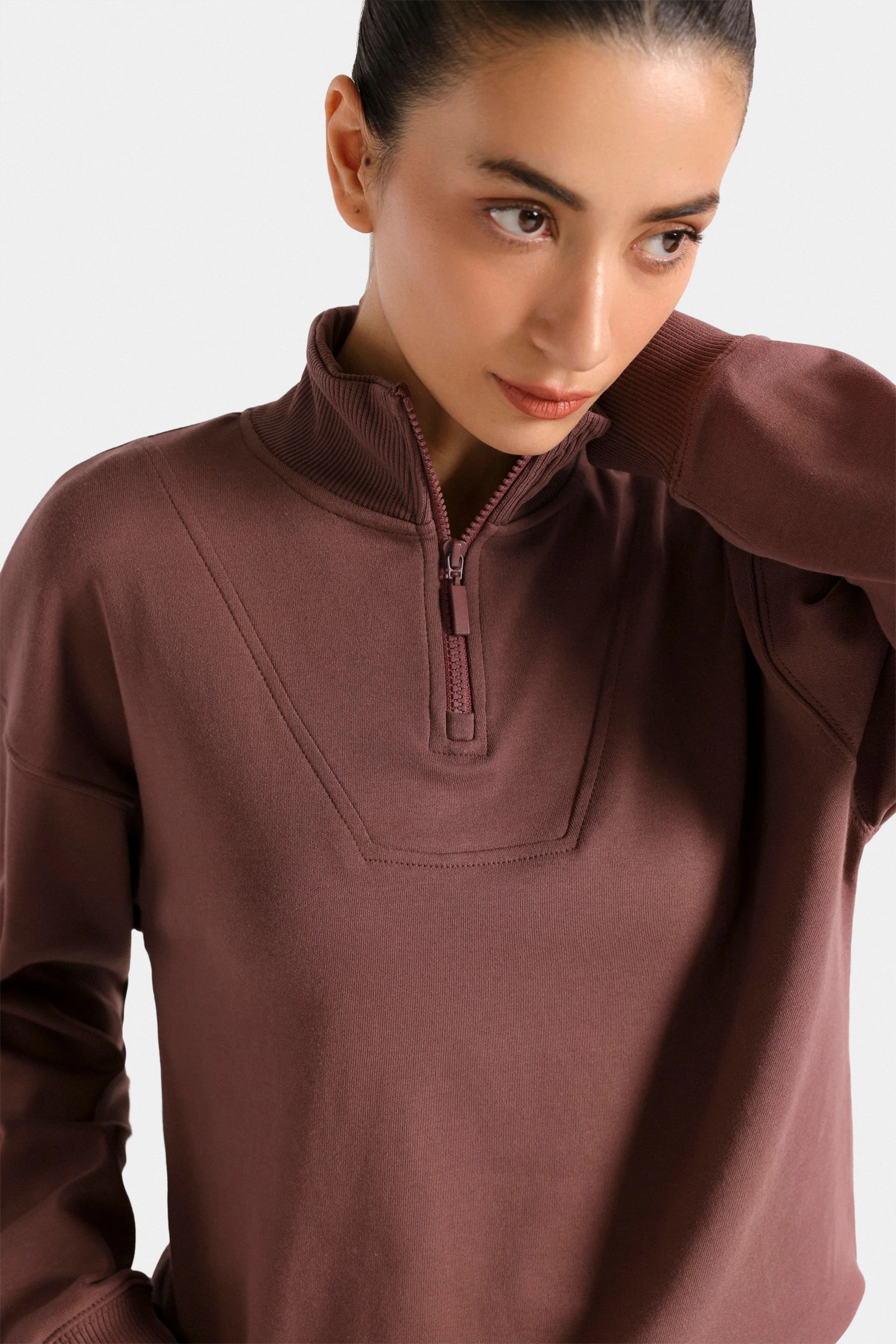 Basic Quarter Zip-Up Sweatshirt