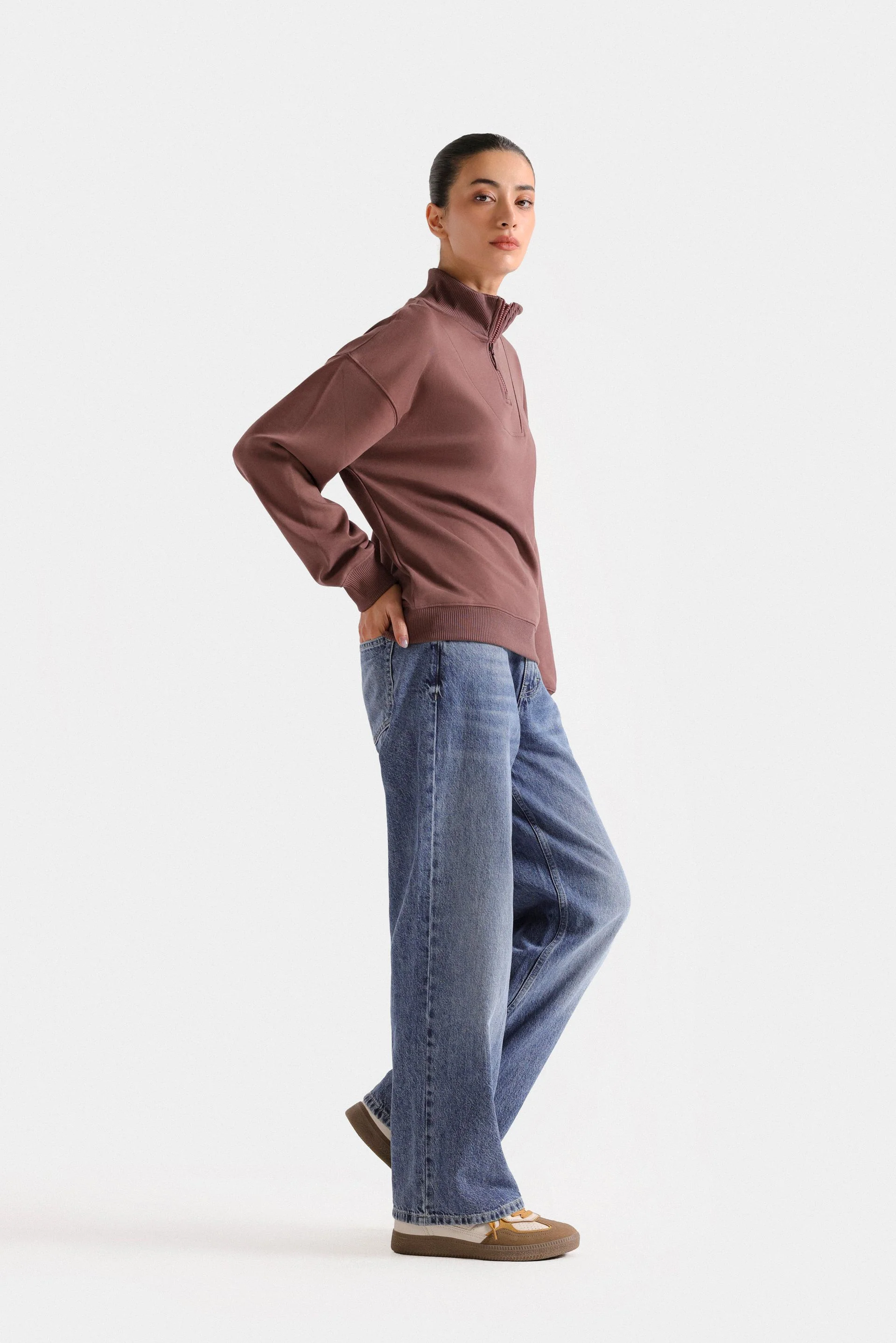 Basic Quarter Zip-Up Sweatshirt 3 Basic Quarter Zip-Up Sweatshirt
