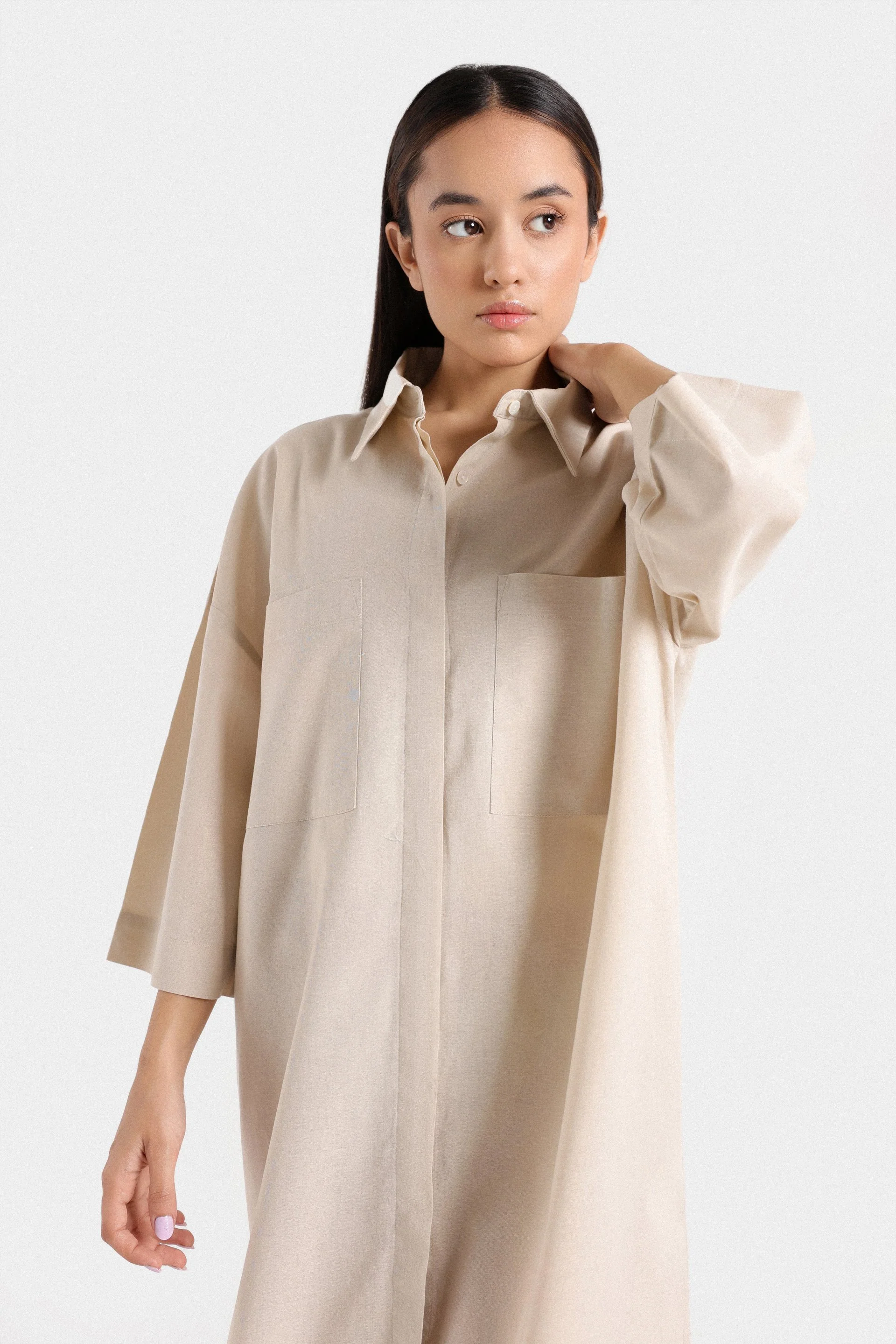 Basic Linen Shirt Dress